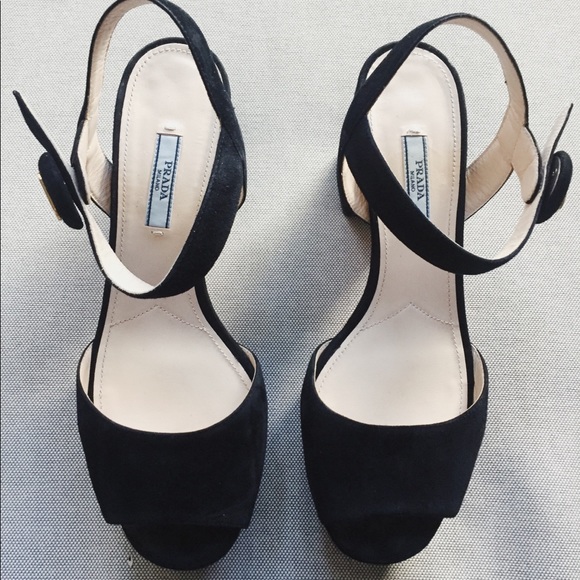 Timeless Black Suede PRADA Platform Heels - Picture 4 of 6